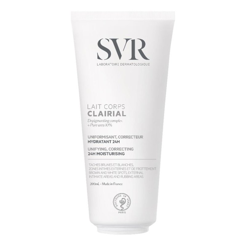 SVR Clairial - Latte Corpo Anti-Macchie Crema Corpo Schiarente Ascelle Gomiti Ginocchia Zone Intime, 200ml