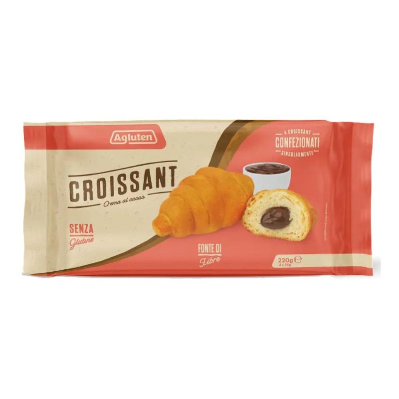Agluten croissant con crema al cacao senza glutine snack dolce 4 x 55 grammi