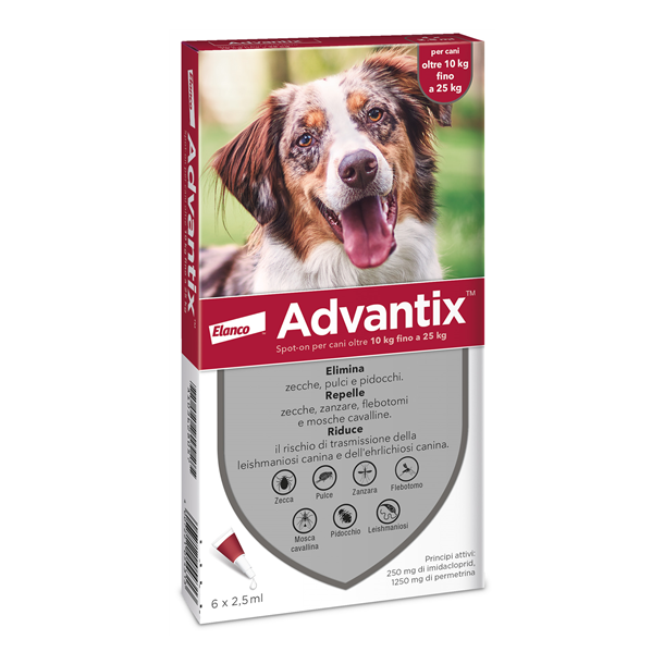 Advantix Spot On Antiparassitario per Cani 10-25 Kg - Confezione 6 Pipette img