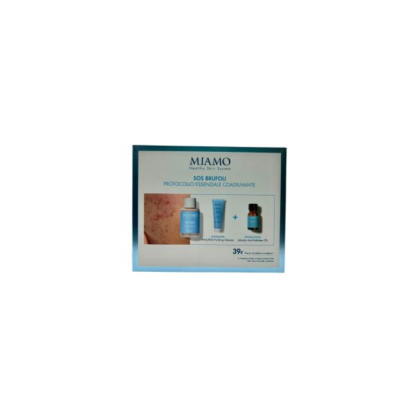 Miamo Protocollo Essenziale SOS Brufoli Dry Spot 30 ml + AHA/BHA Purifying Cleanser 50 ml + Salicylic Acid Exfoliator 10 ml