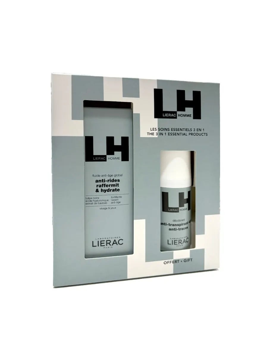 Lierac homme cofanetto fluido anti-età 50 ml + deodorante 50 ml in regalo