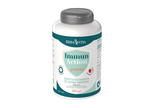 Erba vita immuno action gummies integratore per il sistema immunitario 30 orsetti gommosi gusto fragola