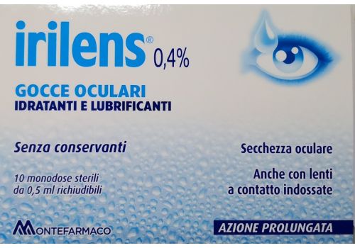 Irilens 0,4% gocce oculari idratanti lubrificanti 10 monodose collirio sterili richiudibili da 0,5ml