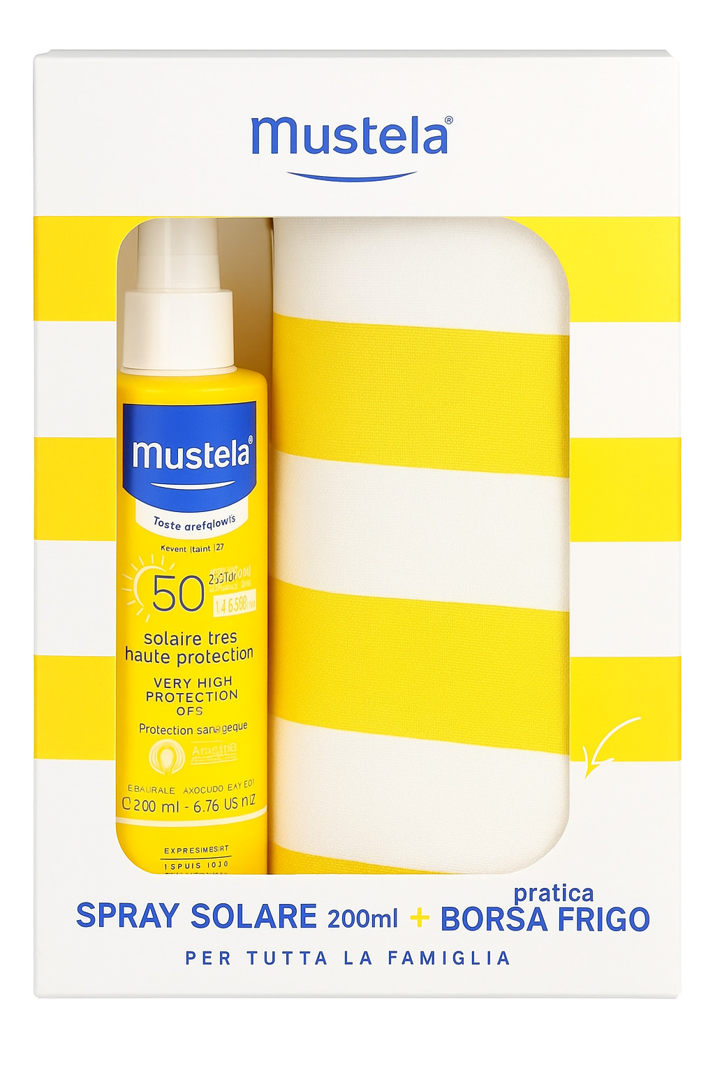 Mustela Spray Latte Solare SPF50 Protezione Alta per Bambini 200ml + Borsa Frigo