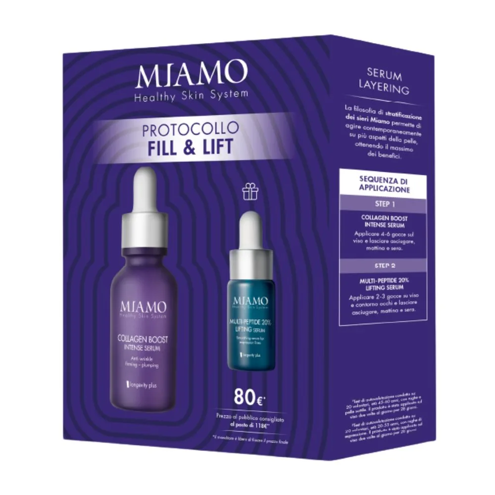 Miamo Protocollo Fill & Lift Collagen Boost Intense Serum 30ml + Multi-Peptide 20% Lifting Serum 10ml