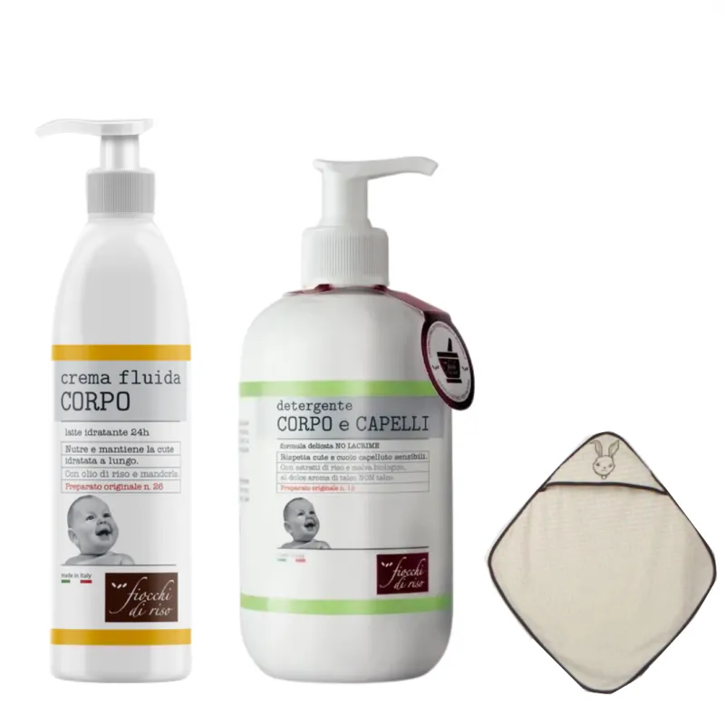 Fiocchi di riso cofanetto bagnetto crema fluida corpo 240 ml + detergente corpo e capelli talco 400 ml