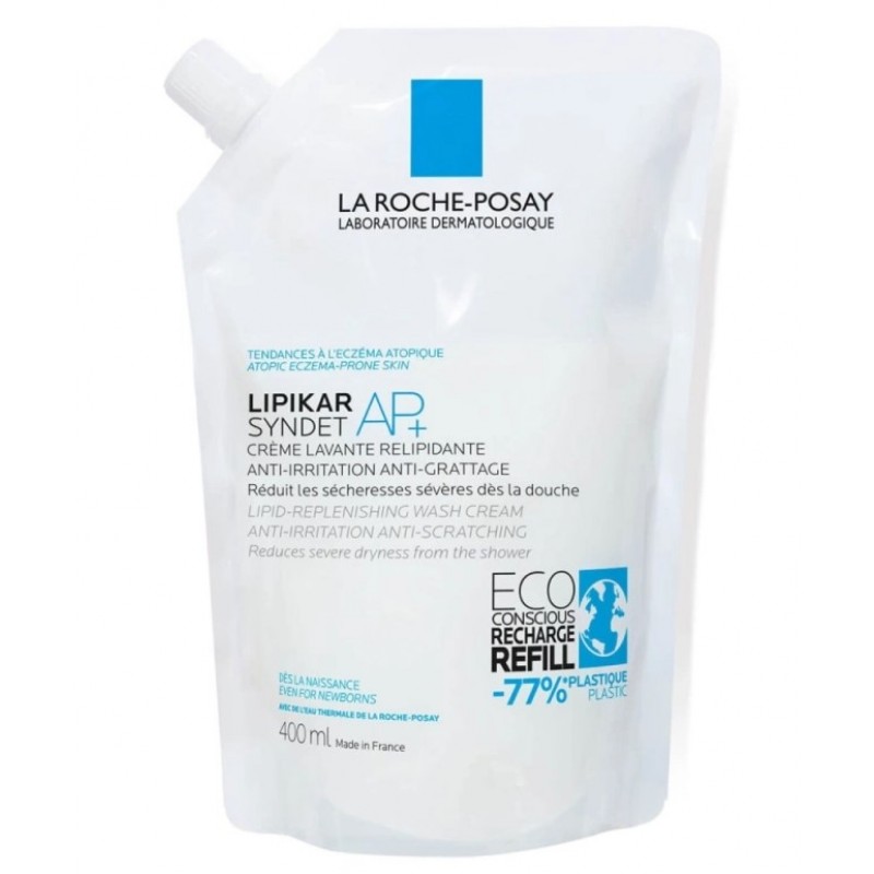 LIPIKAR Syndet AP+ Refill La Roche Posay - Crema Detergente per Pelli Sensibili e Crosta Lattea 400ml