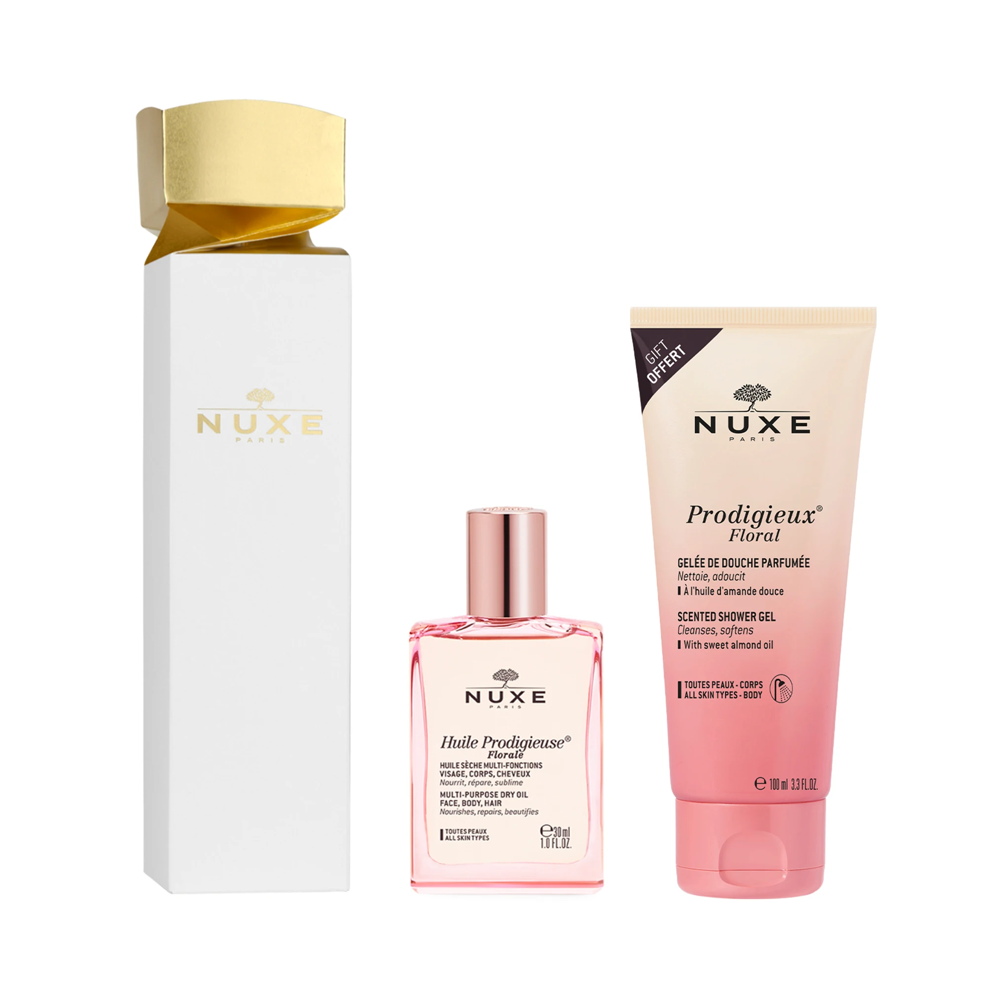 Nuxe Cracker Huile Prodigieuse Florale Cofanetto Olio 30ml + Gel Doccia 100ml