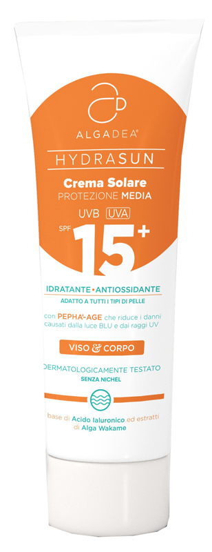 Algadea Hydrasun Crema Solare Viso e Corpo Protezione 15 Idratante per Pelli Sensibili