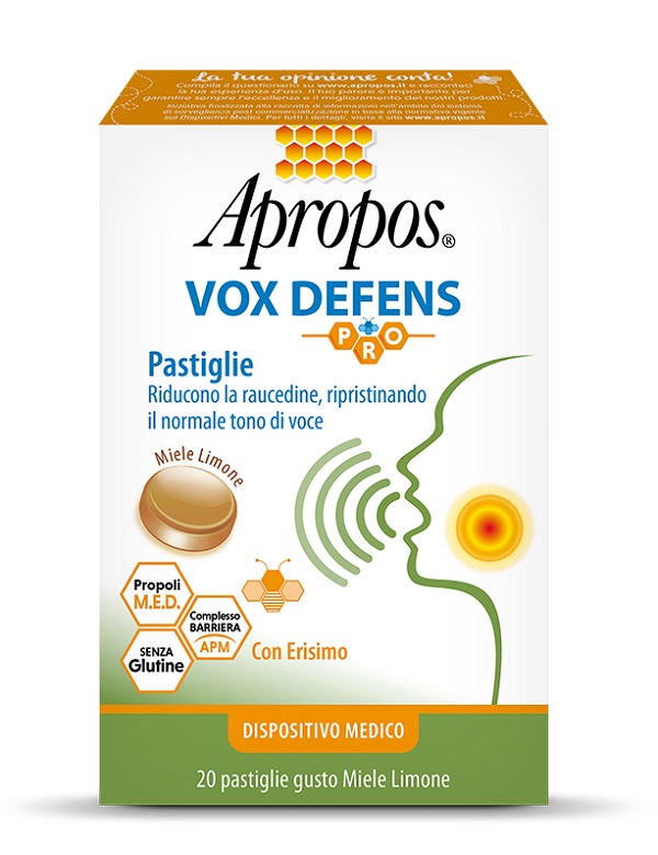Apropos Vox Defens Pro Miele Limone pastiglie per mal di gola e raucedine 20 pastiglie
