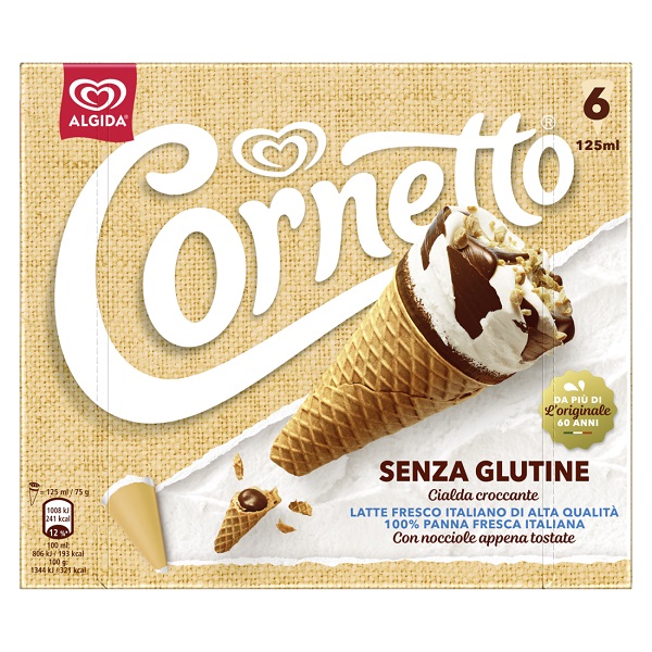 Algida Cornetto 125 g senza glutine 6 pezzi - gelato cornetto senza glutine