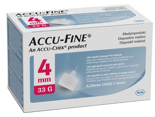 Accu Fine - Aghi Sterili Monouso per Penna 33g 4mm 100pz