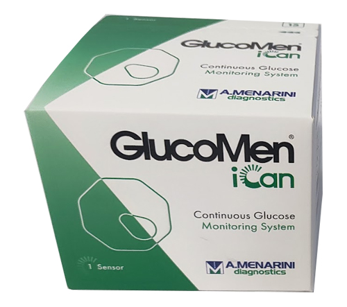 GlucoMen iCan sistema monitoraggio continuo glucosio con sensore e trasmettitore