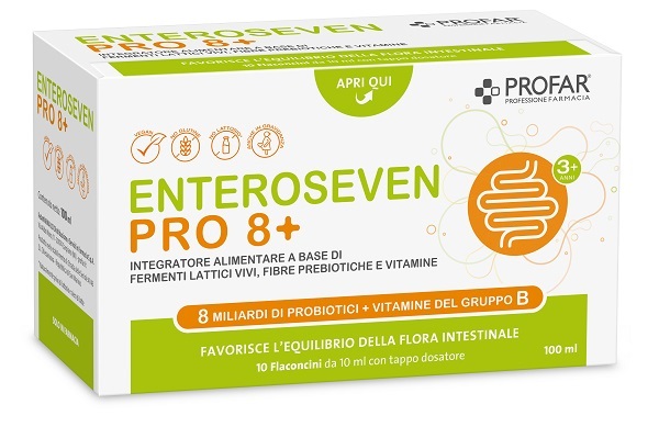 Profar Enteroseven Pro 8+ Integratore Probiotico per Intestino 10 Flaconcini Orali