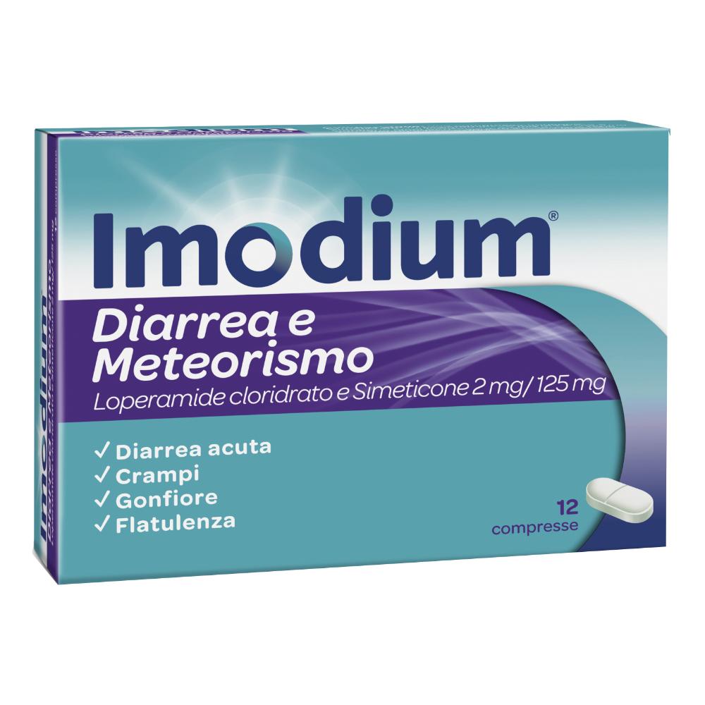Imodium 2mg+ 125mg Diarrea e Meteorismo 12 Compresse