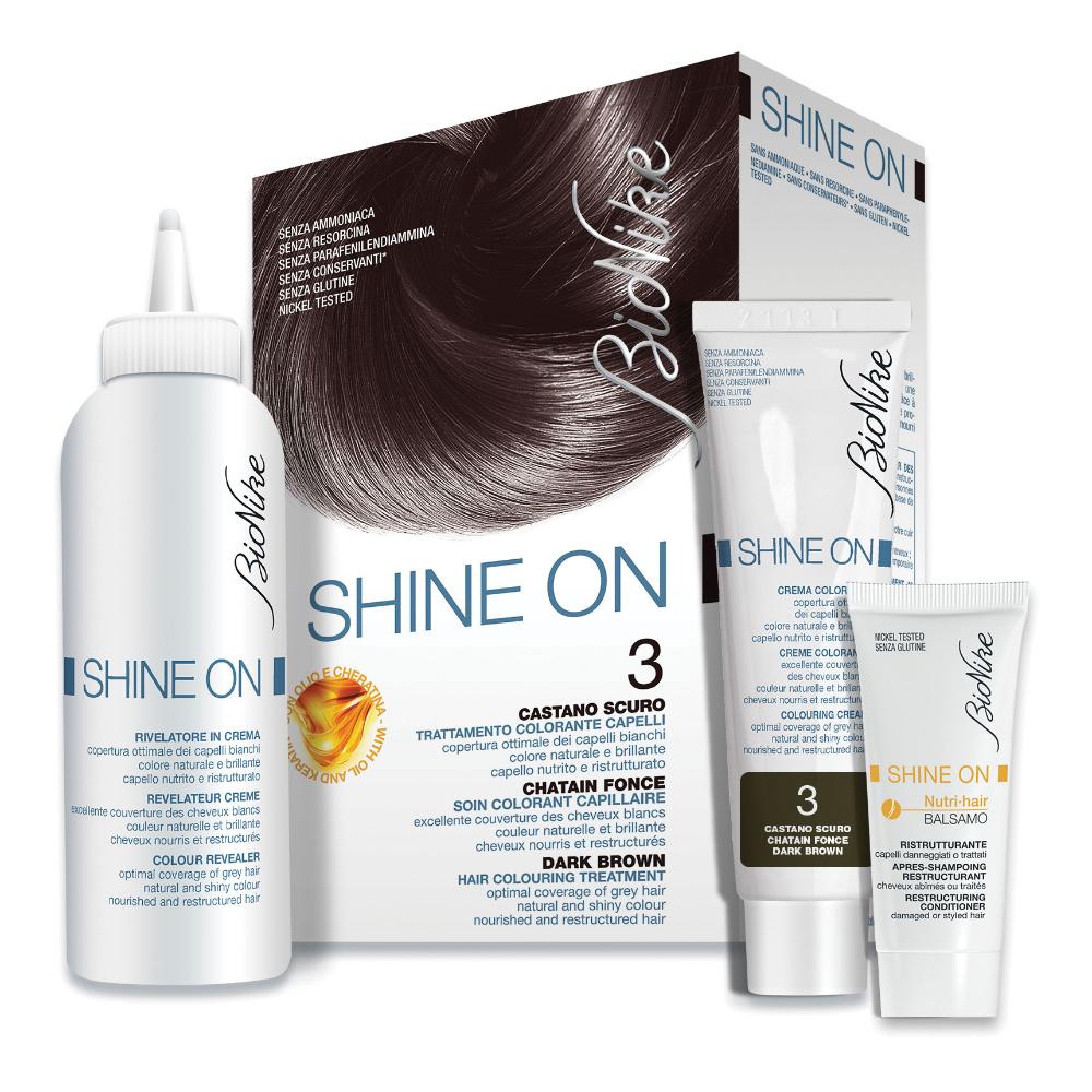 BioNike Shine ON Tintura per Capelli Cute Sensibile 3 Castano Scuro
