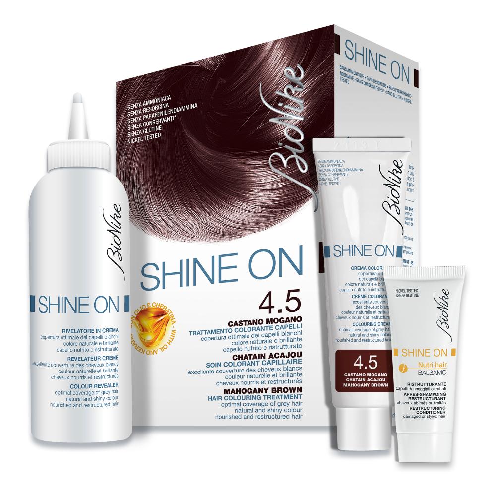 BioNike Shine ON Tintura per Capelli Cute Sensibile 4.5 Castano Mogano