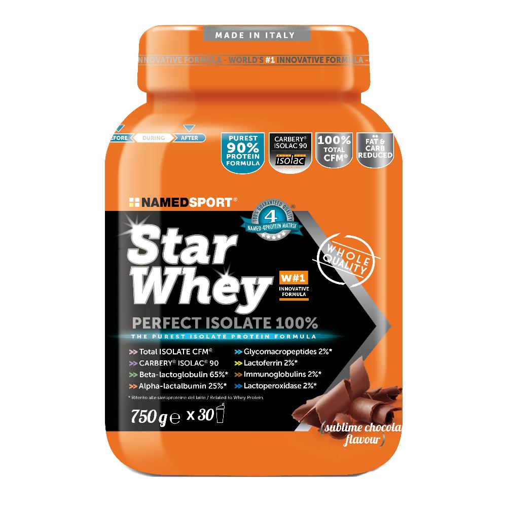 Named sport Star Whey Isolate Sublime Chocolate integratore di proteine 750 g