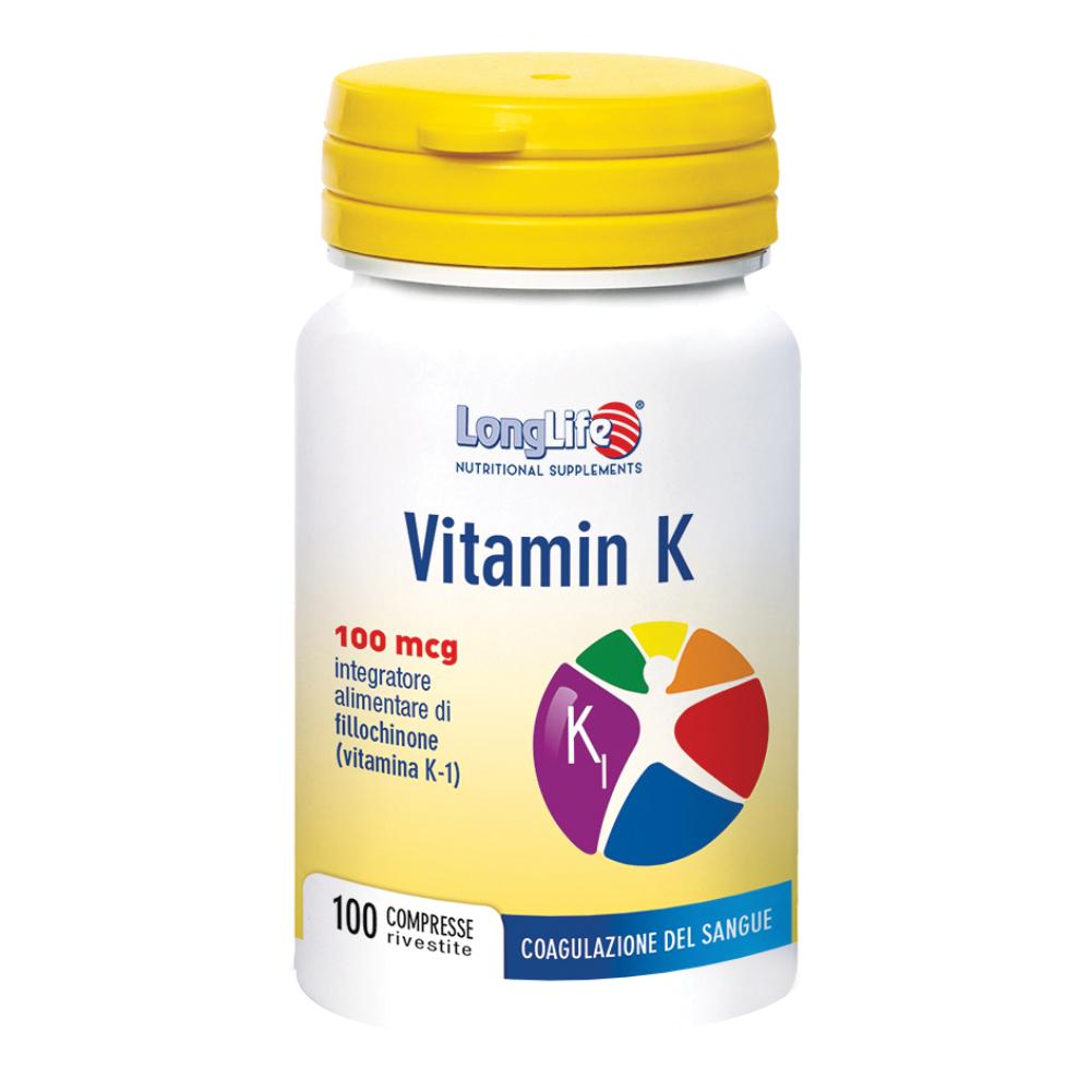Longlife Vitamin K 100mcg Integratore per ossa normali 100 compresse