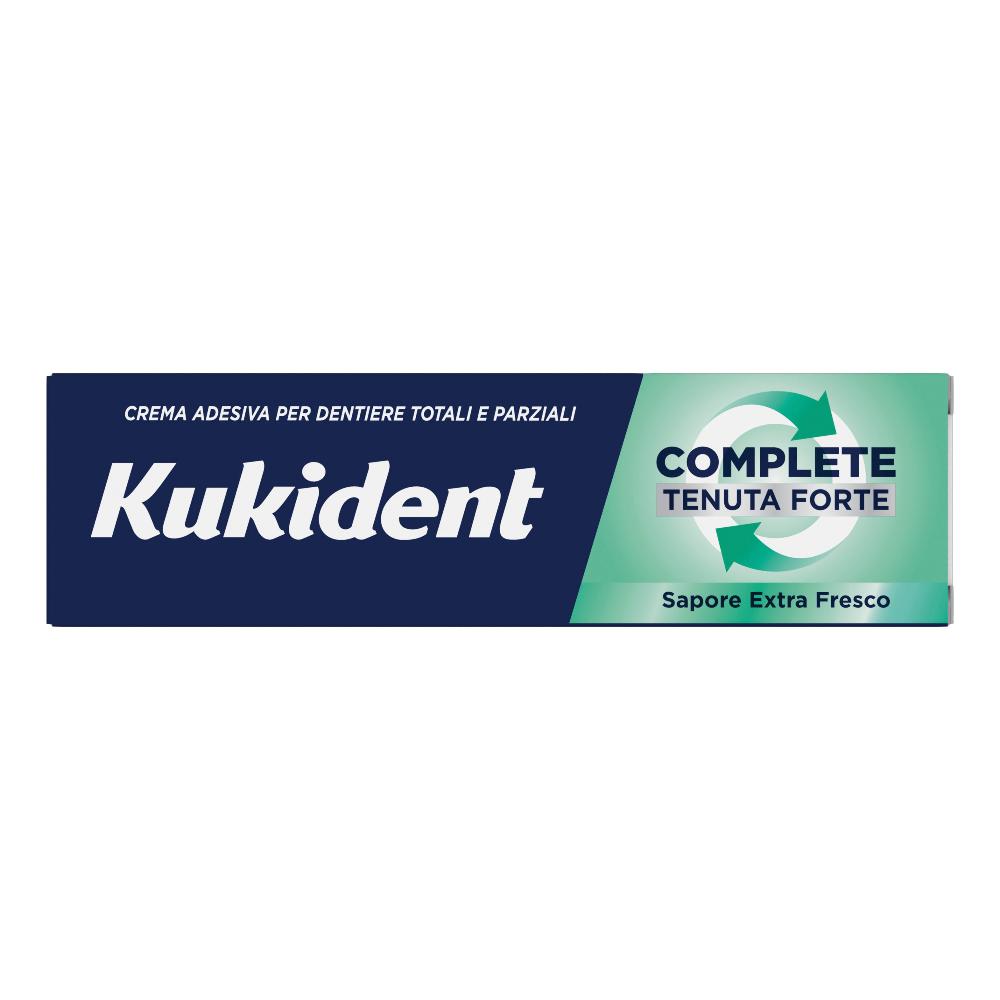 Kukident Complete tenuta forte sapore extra fresco crema adesiva per dentiere totali e parziali 47 grammi