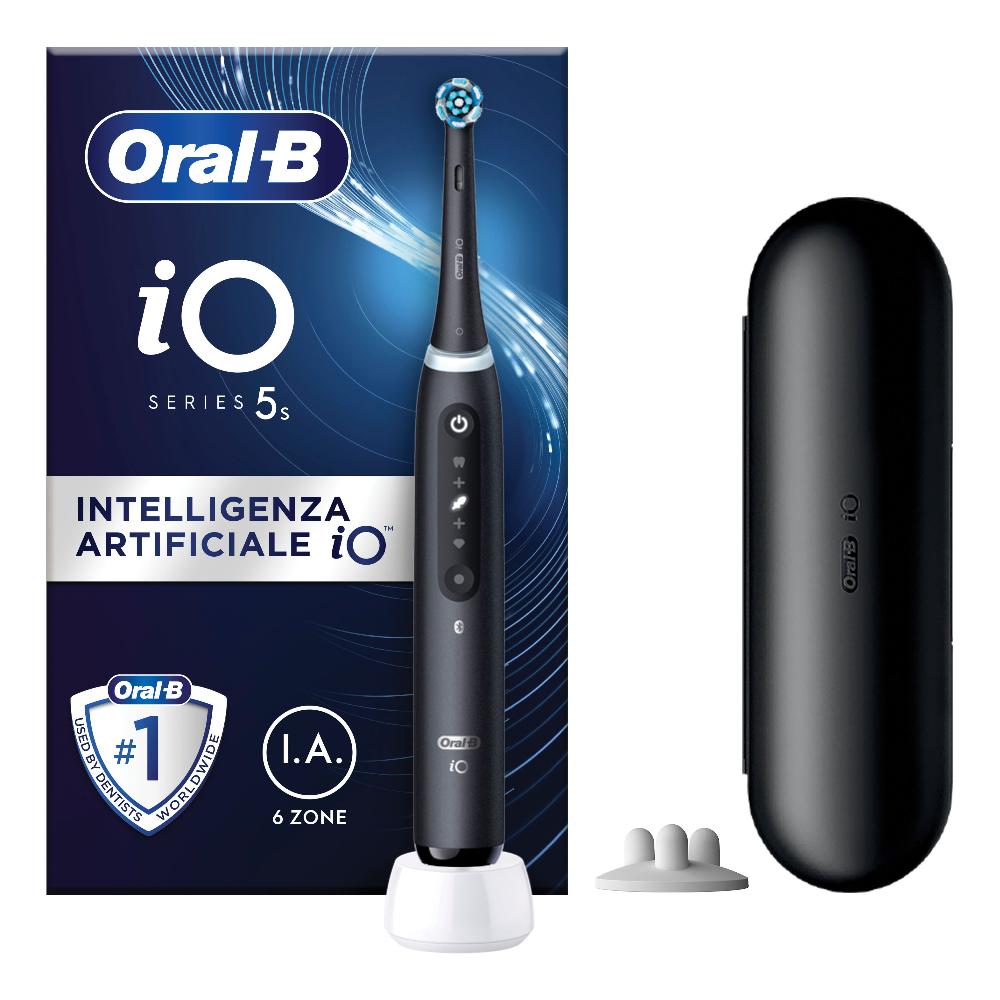 Oral-B iO - 5S Spazzolino Elettrico Ricaricabile Nero con Custodia da Viaggio