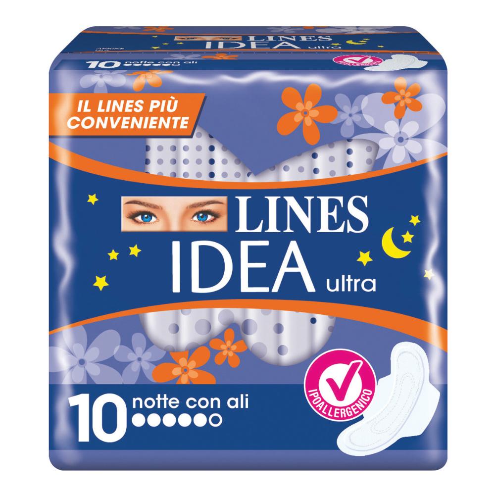 Lines ID Ultra Notte con ali 10 pezzi 0159 - assorbenti notte per incontinenza ad alta assorbenza