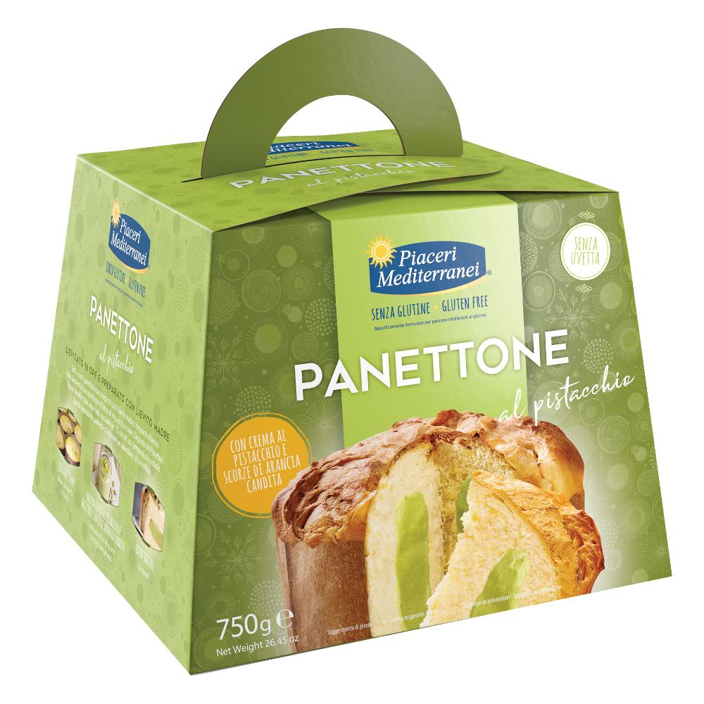 Piaceri Mediterranei Panettone al Pistacchio Senza Canditi Senza Glutine 750g