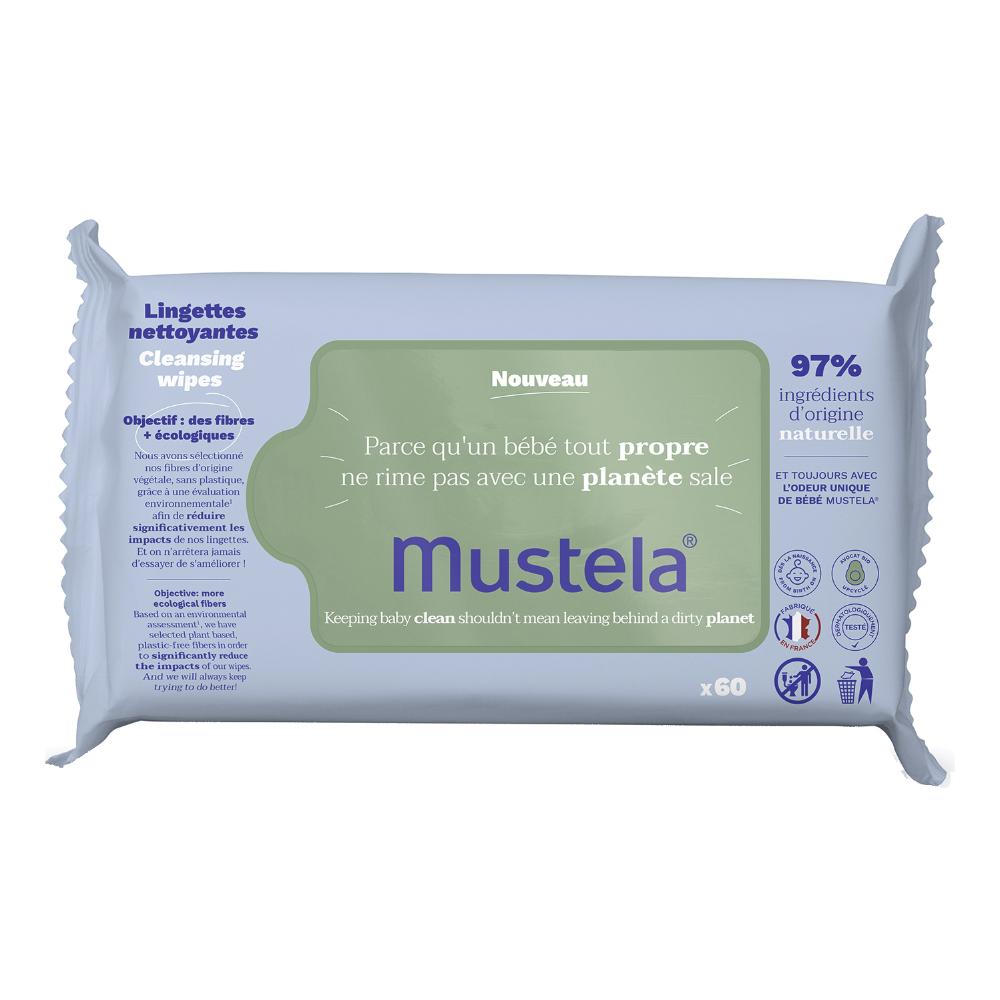 Mustela Salviette detergenti all'avocado - Detergenza delicata per la pelle 60 pezzi