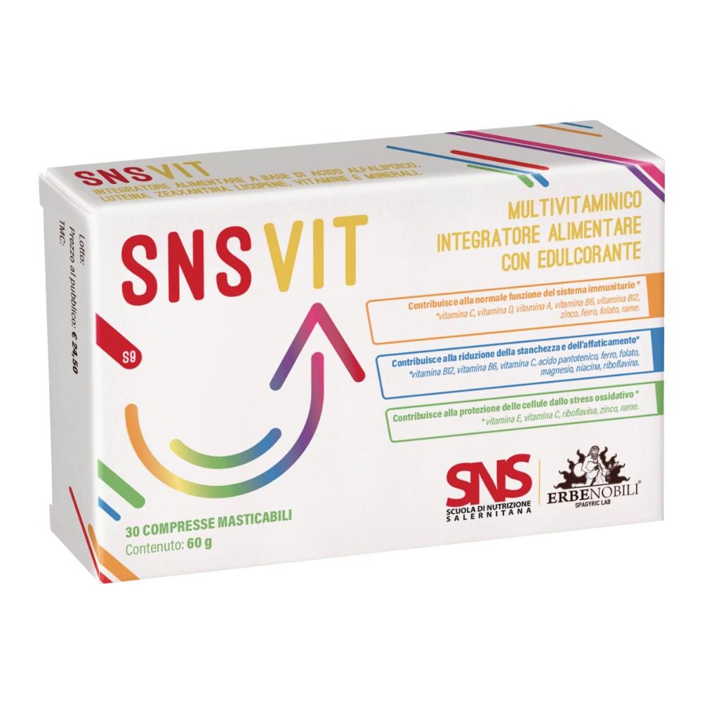 SNS Vit - Integratore Multivitaminico con Edulcorante per il Benessere Generale 30 Compresse masticabili
