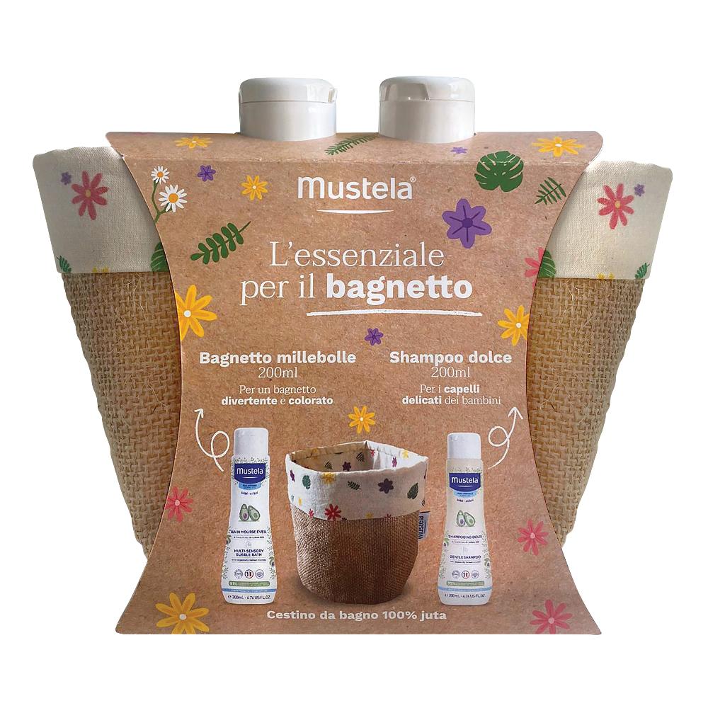 Mustela Cofanetto Panier Bagnetto Mille Bolle 200ml + Shampoo 200ml + Cestino