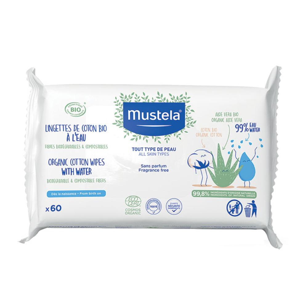 Mustela Salviette Compostabili all'Acqua Senza Profumo, 60 Salviettine