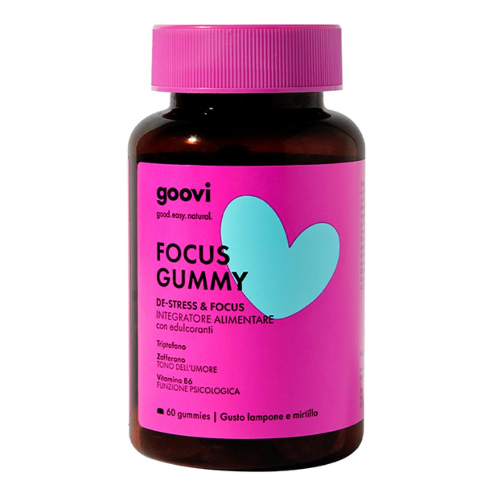 Goovi Focus Gummy De-Stress e Focus - Integratore Alimentare per Stress e Affaticamento Mentale - 60 Gummies