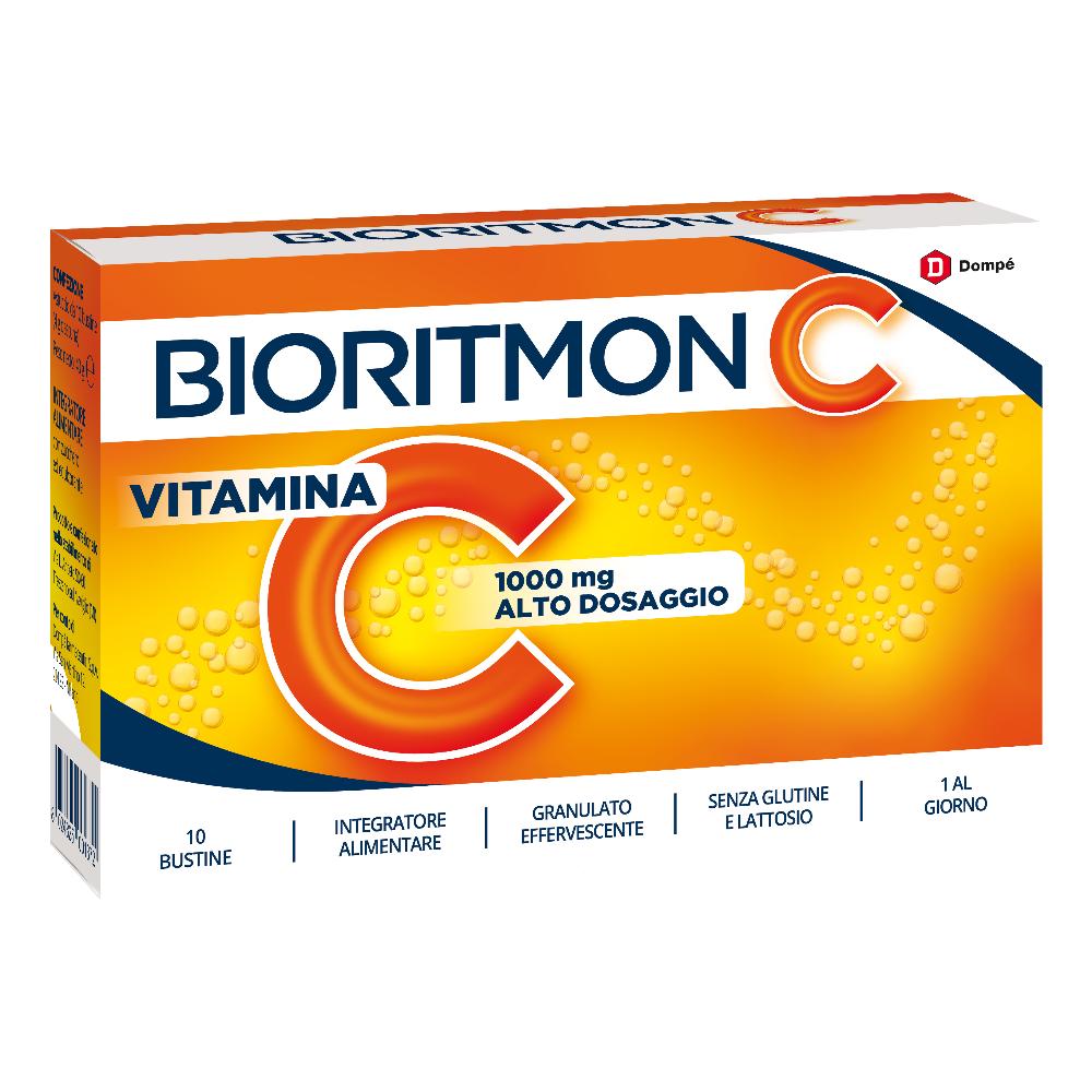 Dompé Bioritmon - C Vitamima C 1000mg Integratore Difese Immunitarie, 10 bustine effervescenti