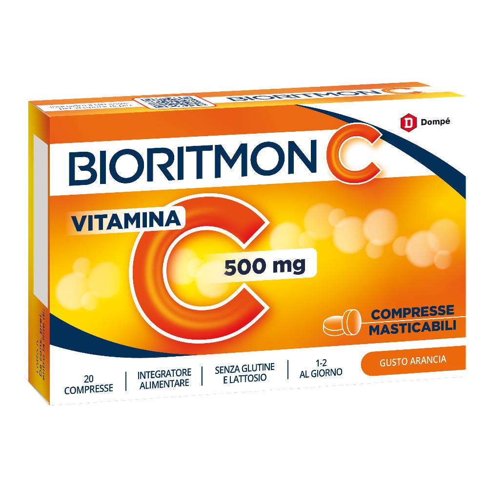 Dompé Bioritmon - C Vitamima C 500mg Integratore Difese Immunitarie, 20 compresse masticabili